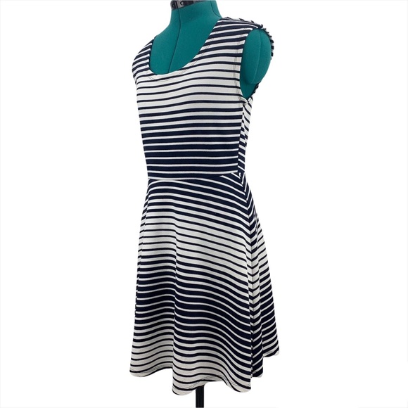 enough about me… Sleeveless Striped Jersey Fit & Flare Dress, Small - Picture 3 of 16